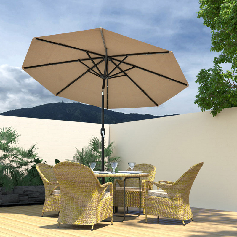 Parasol de marché 11 pi, H 96,5 po x l 108 po x P 108 po, Beige