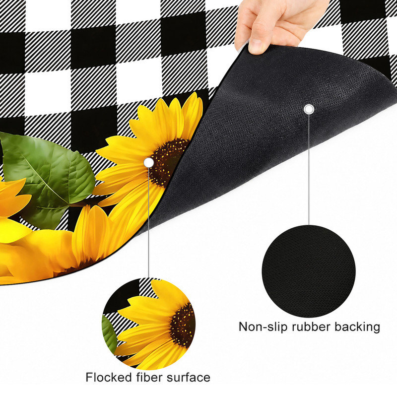  Paillasson antidérapant 24 po x 36 po tournesol Buffalo, Buffalo plaid sunflower, 24"x36"