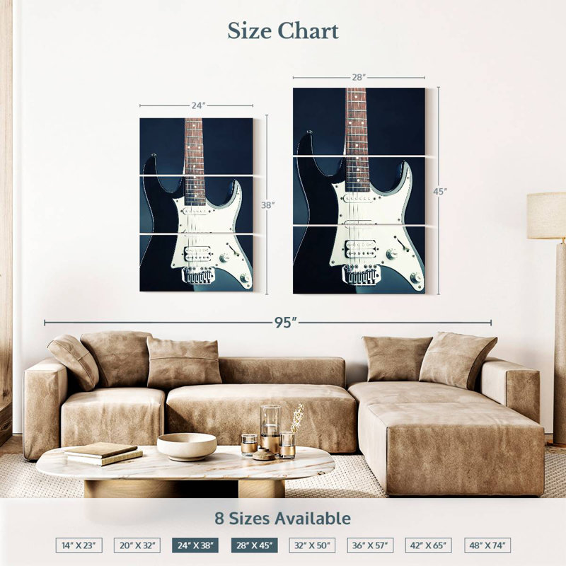 Guitare moderne Abarca BW, H 38 po x l 24 po