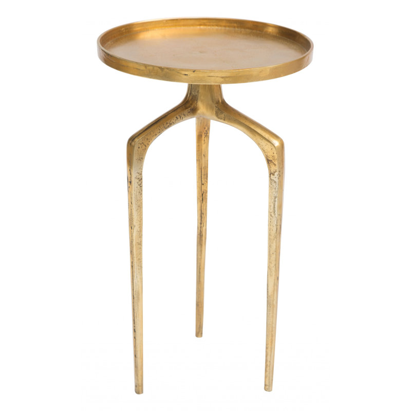 Antique Gold Round Metal Nesting Tables, Set of 2