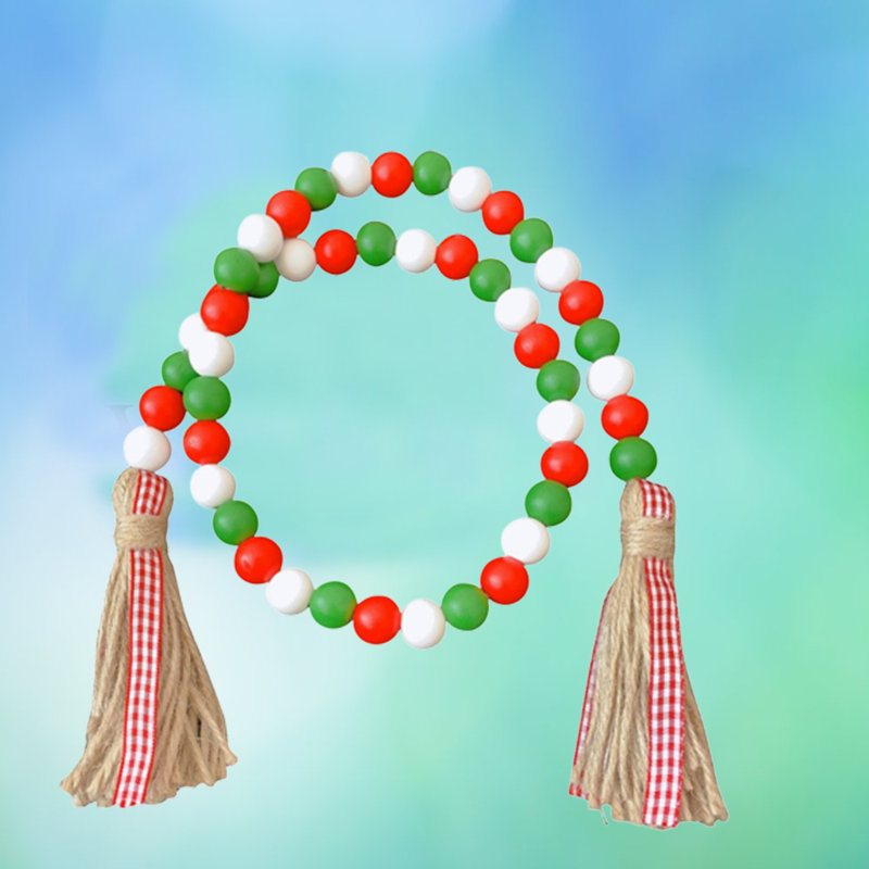 Guirlande Wood Bead, Rouge/blanc/vert
