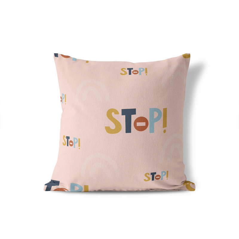Coussin Stop, H 16 po x l 16 po, Rose