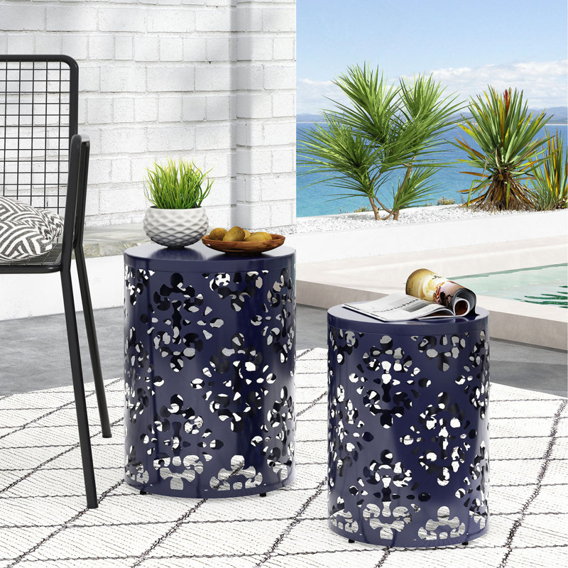 Metal S/2 end table, Navy Blue