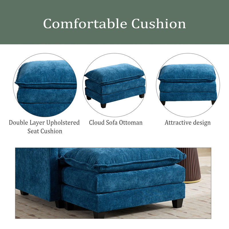 Canapé-lit Cloud seulement, pour salon, chambre à coucher et appartement, coussin de siège rembourré à double couche confortable, tissu chenille respirant