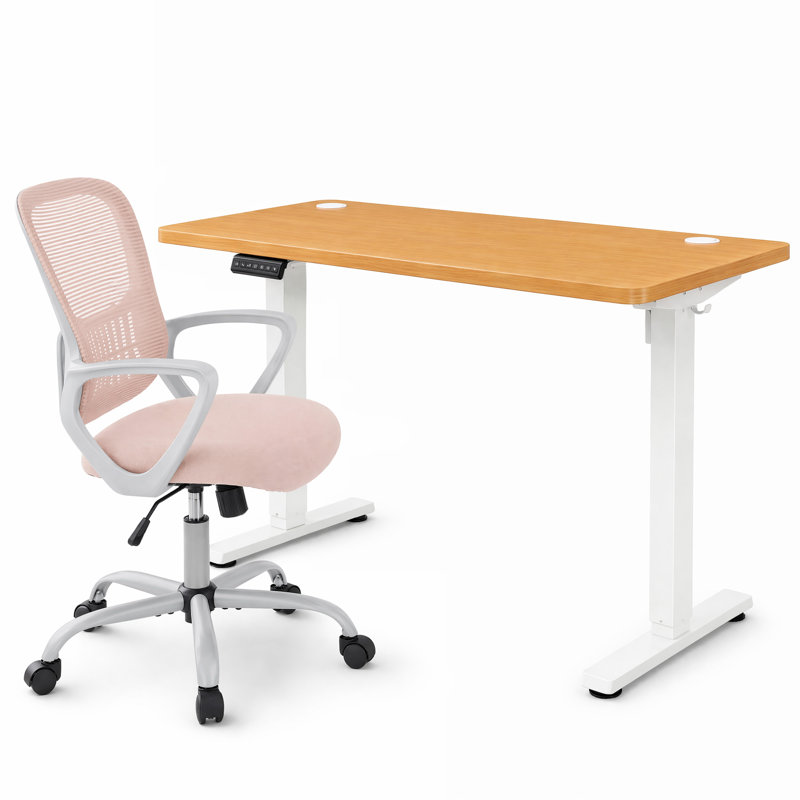 Ensemble de bureau pour travailler debout et réglable en hauteur avec chaise de bureau