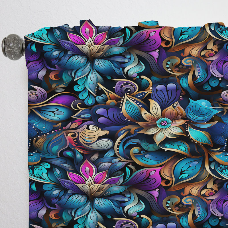 Motif marocain Boho III - rideau floral - rideau obscurcissant floral - 1 panneau, L 52 po x L 95 po