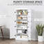 Garde-manger autoportant de 70 po de hauteur, 6 tablettes avec 2 portes réglables et 4 portes, garde-manger blanc tendance, réglable, portes pour le rangement de la salle à manger