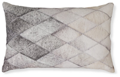 Gray and Light Brown Diamond Pattern Faux Hair Pillow