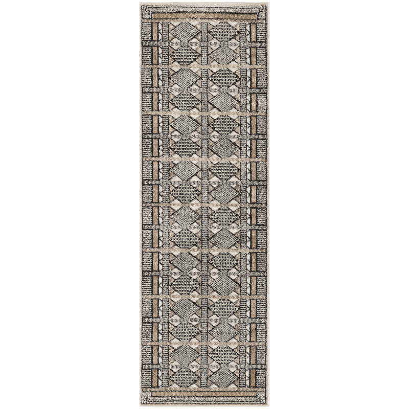 Ebern Designs Reimann Ivory Multicolor Modern Indoor Rug, Runner 2' x 6'