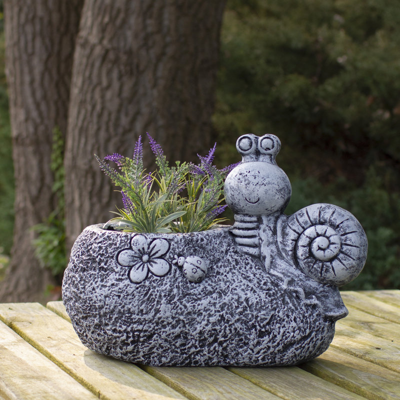 Jardinière d'extérieur 15,5 "à fleurs d'escargot et coccinelle
