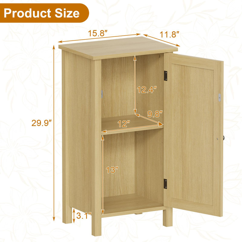 40cm W Manufactured Wood Bedside Table, Natural