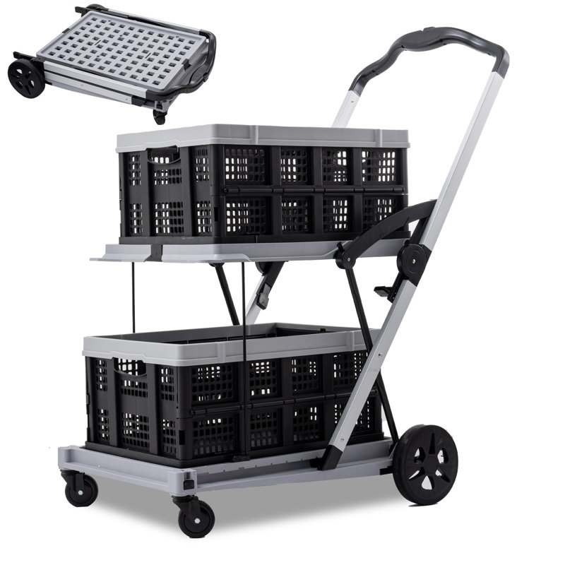 Folding Shopping Cart, Gray/Black