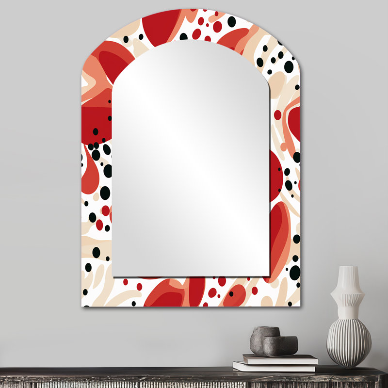 Motif à pois rouge et blanc, 34 po x 25 po