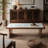 47.24" Rectangular Coffee Table with Sintered Stone Top,Wood Veneer Frame & Wide Panel Legs