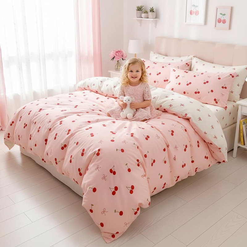 Ensemble de literie avec housse de couette Bowknot Heart Bed, Housse de couette double + 2 taies d'oreiller stan