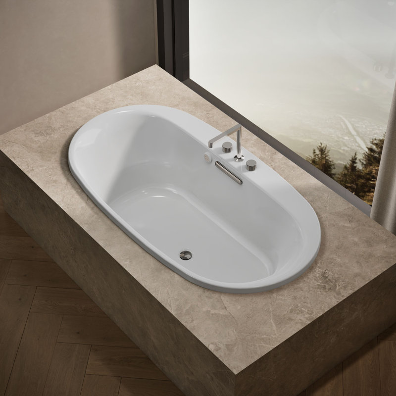 Underscore 66" x 36" Drop In Whirlpool Cast Iron Bathtub with Heater, Thunder Gray