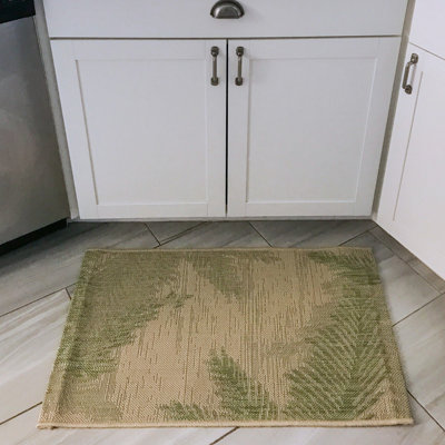 Tapis intérieur / extérieur à motif floral vert / beige Weilers