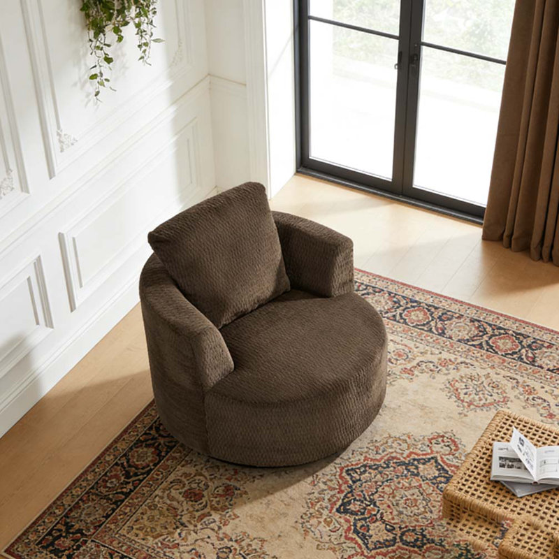 Fauteuil d'appoint pivotant à 360 ° compressible, Marron foncé