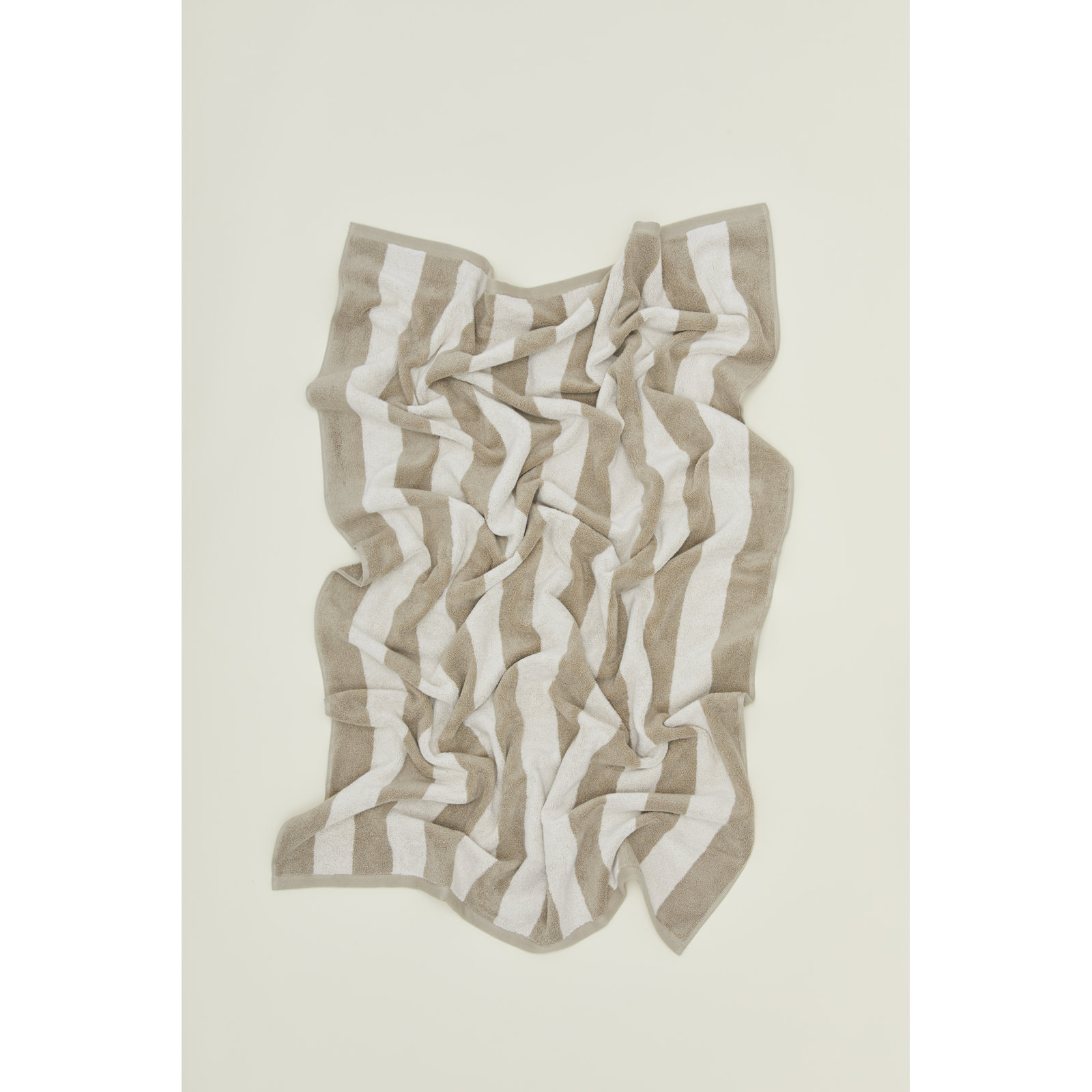 Simple Striped Cotton Towel, Ivory/Flax, Wash Cloth - 1 Pack