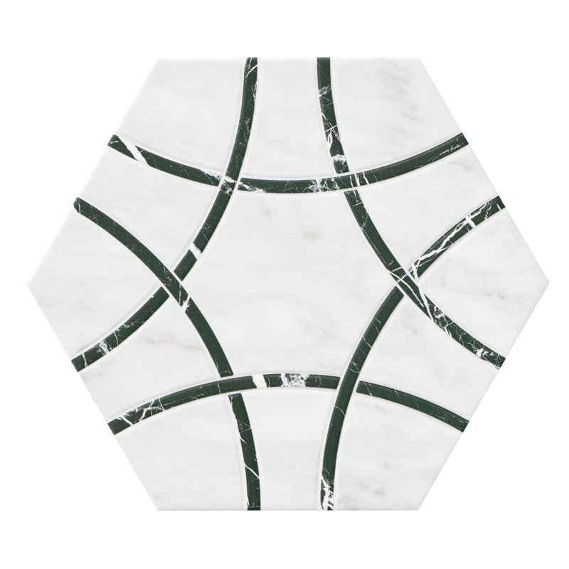 Carreau de sol hexagonal en porcelaine mat 11 "x 13" Modulo Eclipse, Éclipse