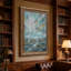 Arbre blanc dans un paysage abstrait bleu sarcelle et or, art mural sur toile-133482219