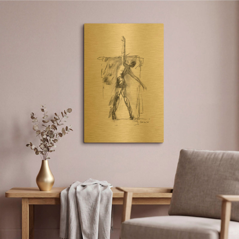 «Dance figure 2» par Stellar Design Studio, art mural en métal doré, 16 po x 24 po, 16"x24"