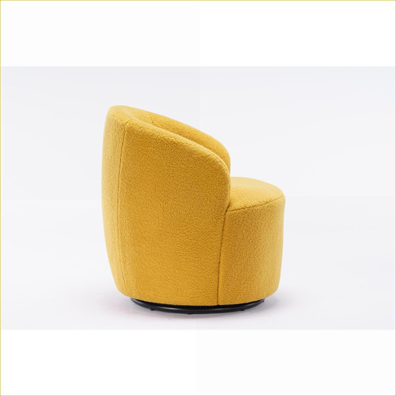 Fauteuil de baril en peluche pivotant pour adultes Teddy, Peluche jaune
