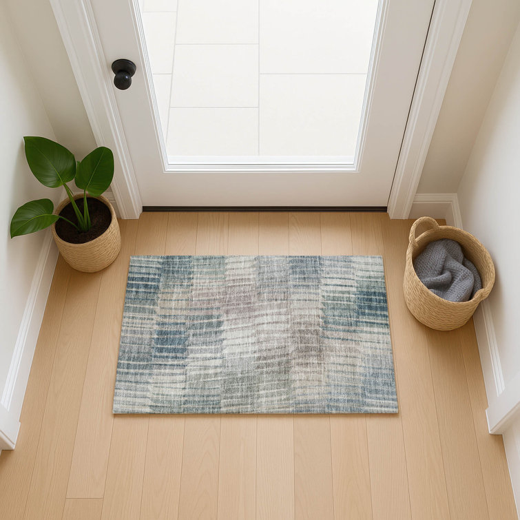 Machine Washable Indoor/Outdoor Huseby ACN2271 Stripes Rug