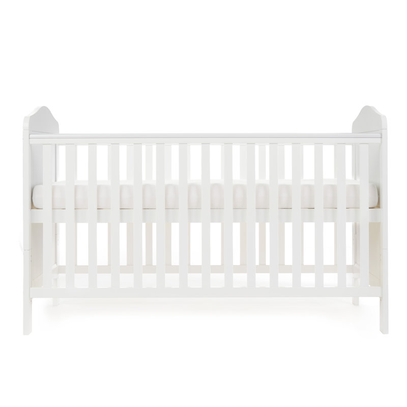 Whit by Cot Bed with Fibre Mattress, White