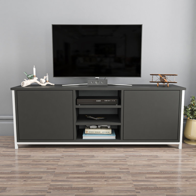 Alejandria TV Stand for TVs up to 60 Inches, White/Anthracite