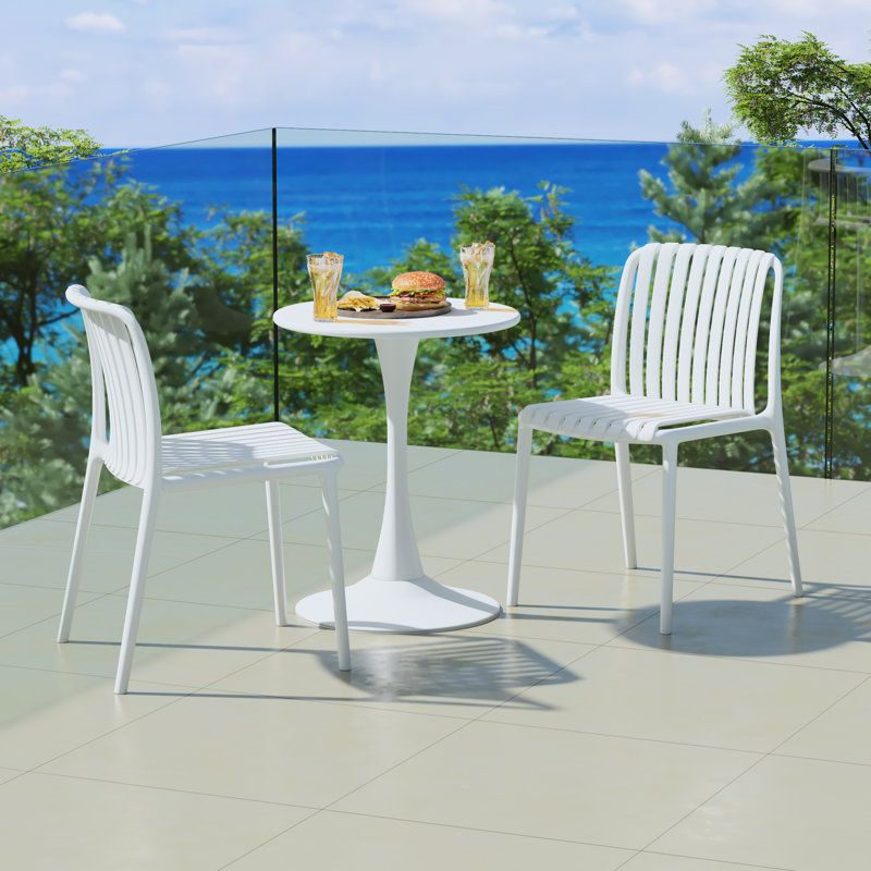 Outdoor Round Dining Set, White