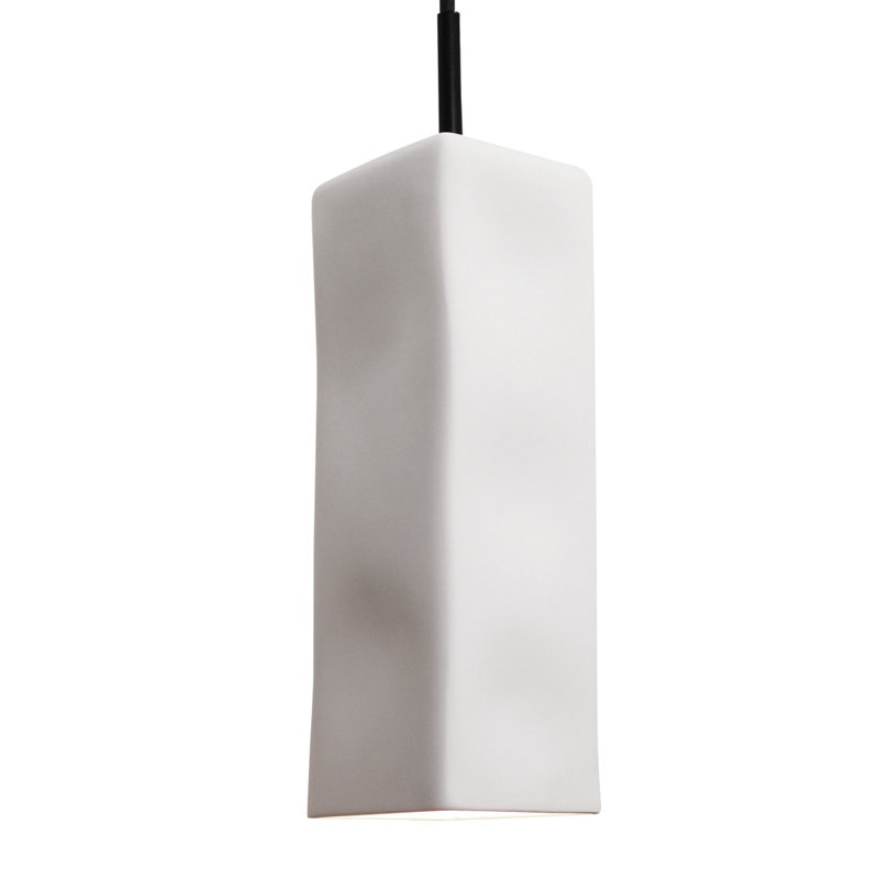 Luminaire suspendu carré/rectangulaire simple 1 lumière Shirk, Bisque