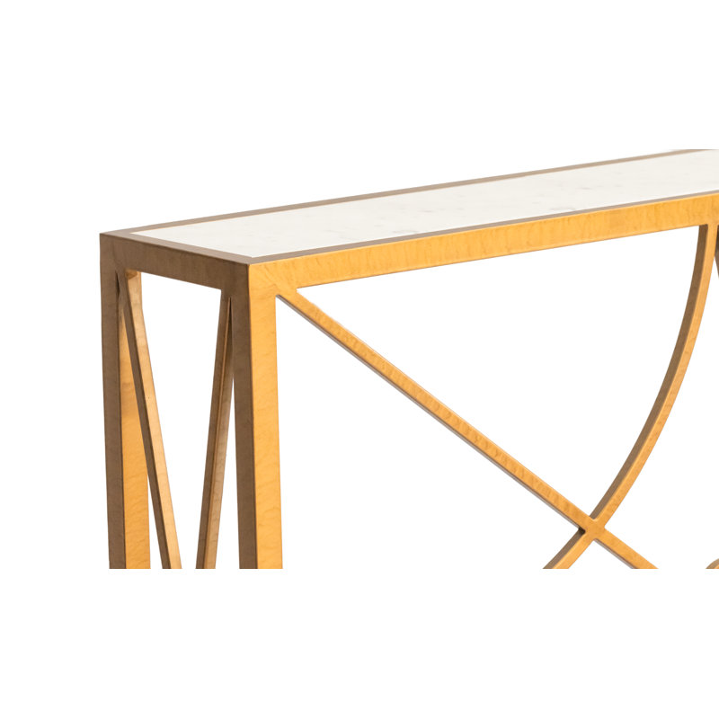 37" Console Table, Carrera Marble, Royal Gold