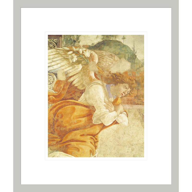 Le détail de l'Annonce de l'Archange Gabriel de San Martino della Scala par Sandro Botticelli, impression giclée encadrée