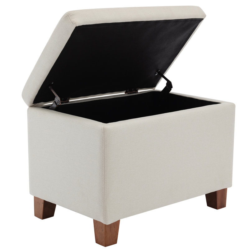24'' Wide Woven Tufted Rectangle Storage Ottoman with Storage, Cream