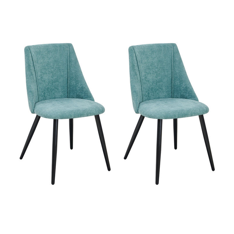 Fetter 47cm H Terry Fabric Upholstered Side Chair, Green, Black