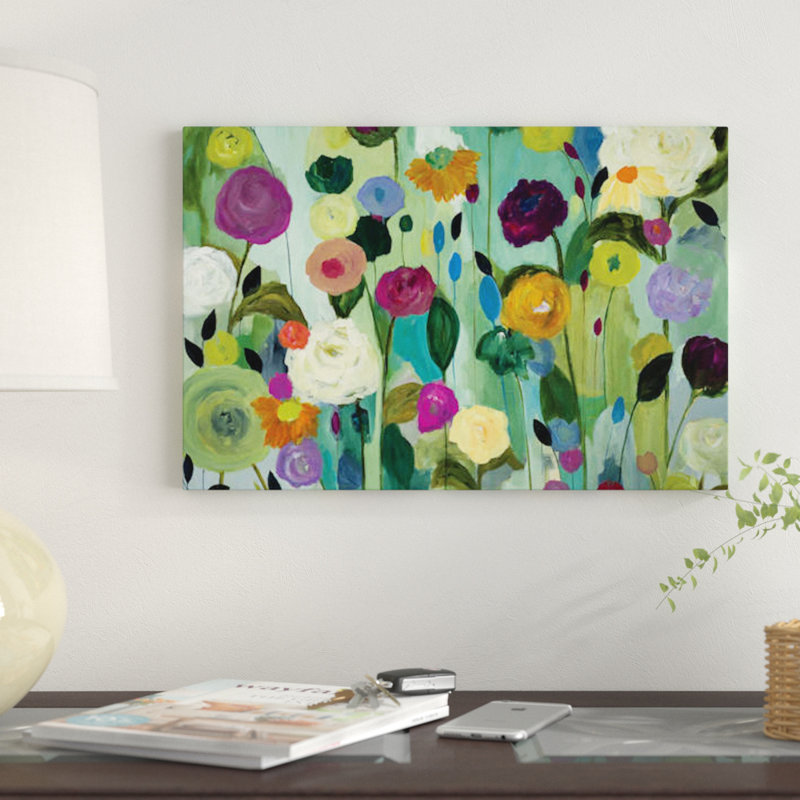 « âme florales », impression sur toile, H 18 po x l 26 po x P 1,5 po, Toile tendue, Pas de tapis