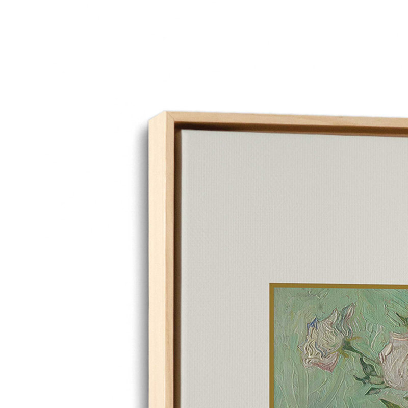 Van Gogh's Roses 1890, H 36,75 po x l 24,75 po, Cadre d'érable américain flottant (incorrect)