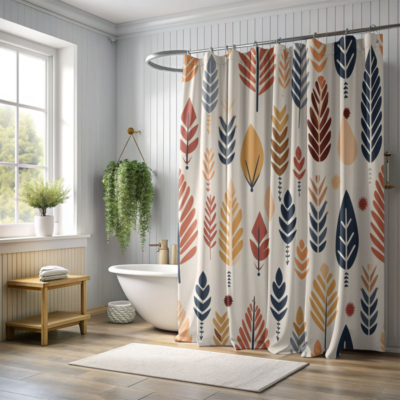 Boho Leaf Symphony - Premium Shower Curtain, 74"H x 71"W