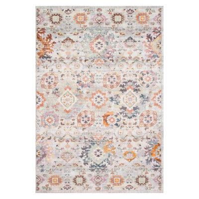 Tapis beige en polyester tissé à plat Janice