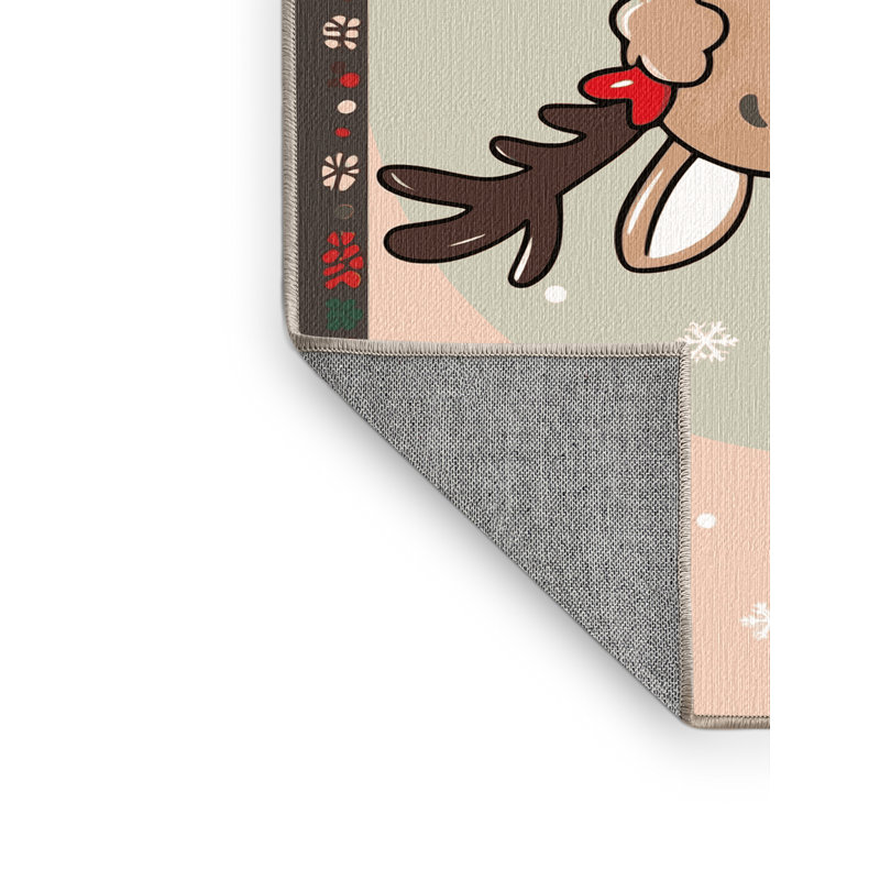 The Holiday Aisle® Washable Christmas Winter Holiday Rug, Rectangle 5' x 8'