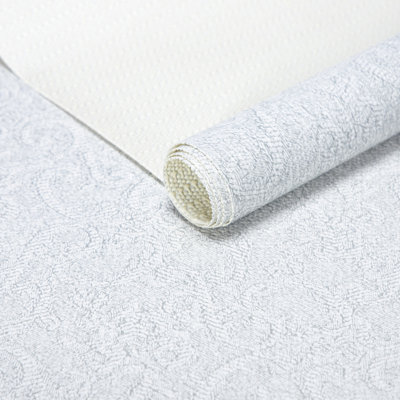 Doublure de tablette, doublures d'armoire antidérapantes non adhésives, doublures de tiroirs, base blanc cassé avec outils de coupe gris clair, l 12 po x L 120 po