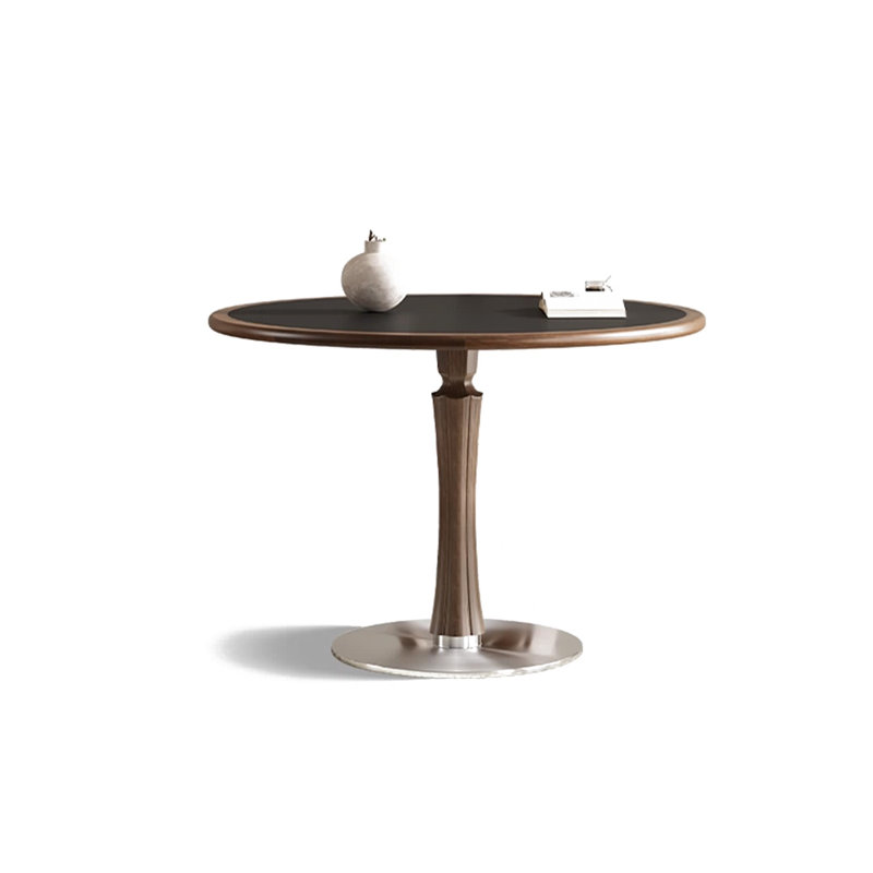 Black Round Solid Wood Dining table, 29.53" H x 39.37" L x 39.37" W