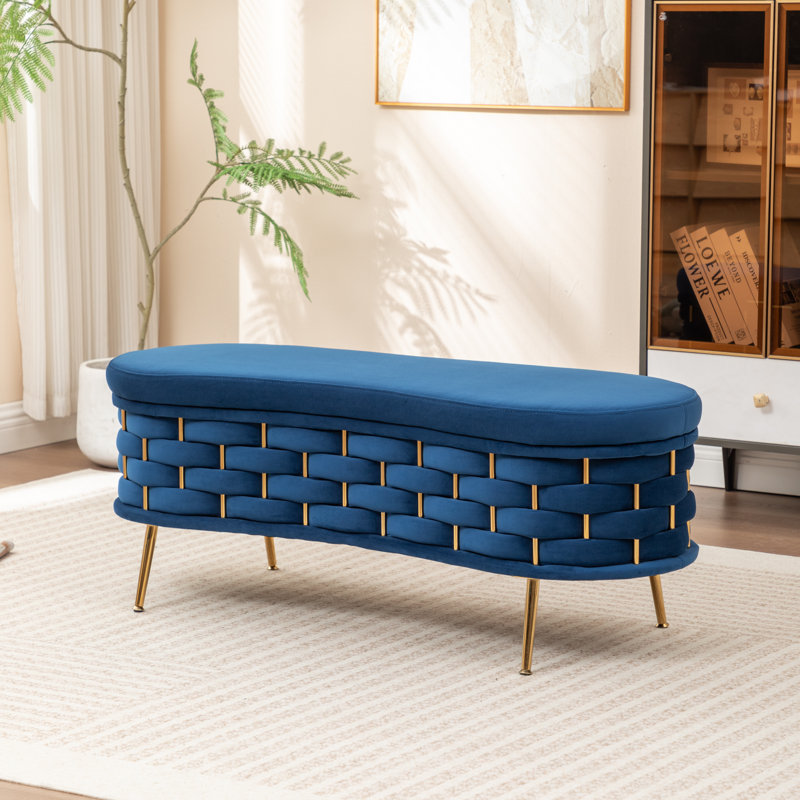Cristen Upholstered Flip Top Storage Bench, Navy