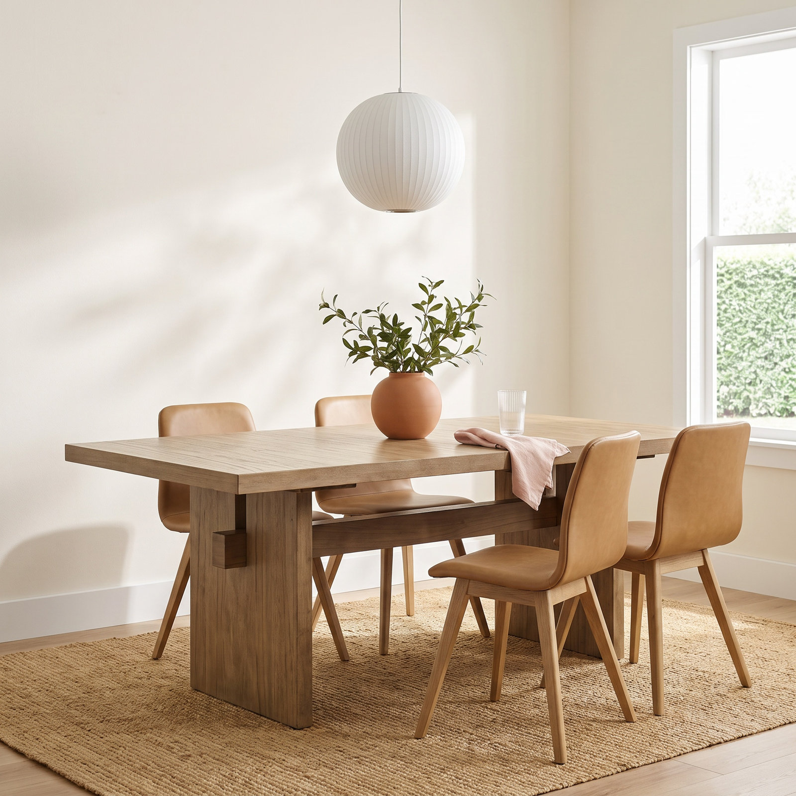 Kamiyha Coastal Wood Kitchen Table, Dining Table, Rectangular Table, Office Table, Brown