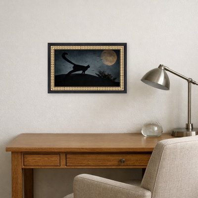 «Spooky Full Moon Cat» par Robert Fabrowski, reproduction d'art sur toile encadrée