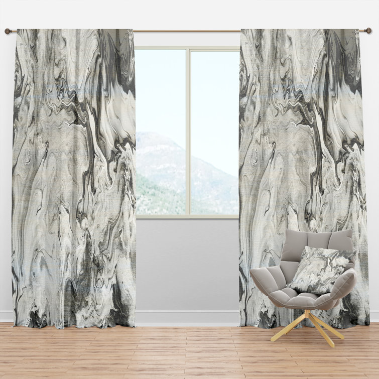 Abstract Semi-Sheer Thermal Rod Pocket Single Curtain Panel
