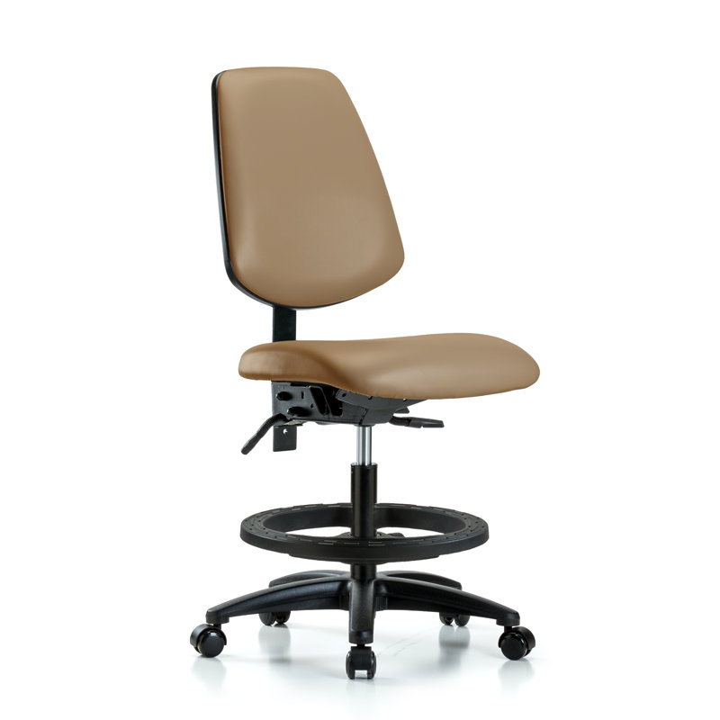 Agnes Vinyl Drafting Chair, Casters, Included, Taupe