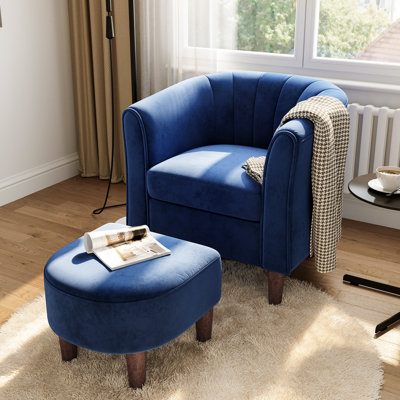 Torrence Upholstered Barrel Chair with Ottoman