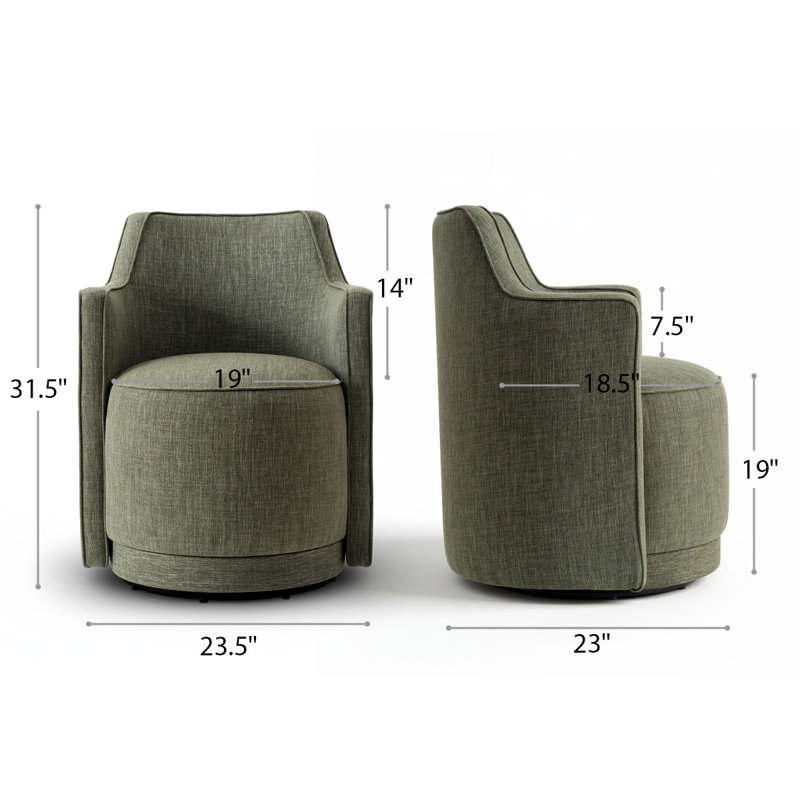 Marbella 19" Seat Height Upholstered Fully Assembled Swivel Dining Armchair, Green